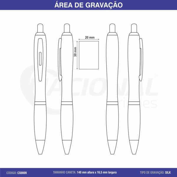 CANETA SEMI-METAL C/ BORRACHA E ANEL CS0009