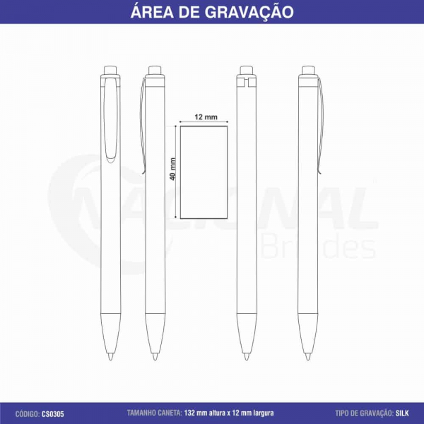 CANETA SEMI-METAL C/ CORPO METALIZADO CS0305