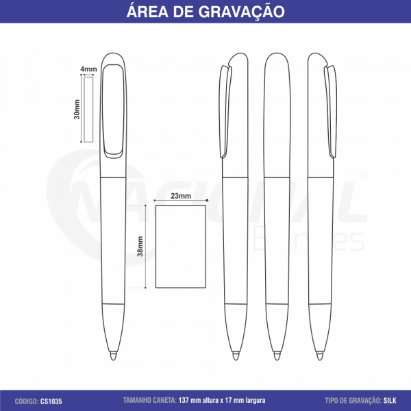 CANETA SEMI METAL CS1035