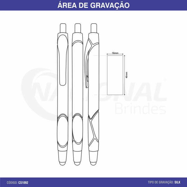 CANETA SEMI-METAL METALIZADA C/ TOUCH CS1092 T