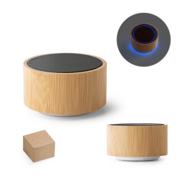 Caixa De som com Detalhe em Bambu