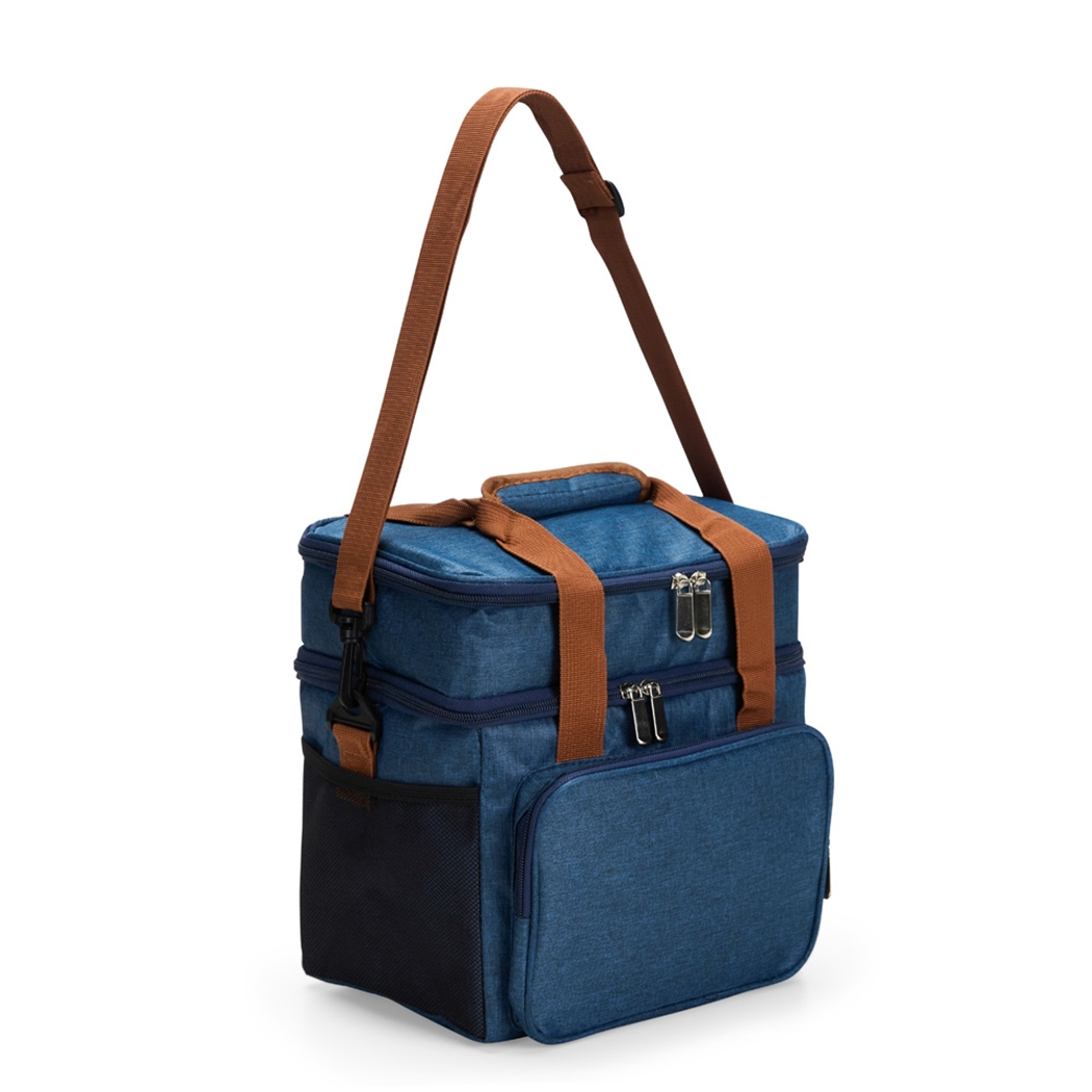 BT8287 - Bolsa Térmica Com Duas Divisões Azul - Azul 02 Bolsa Térmica personalizada