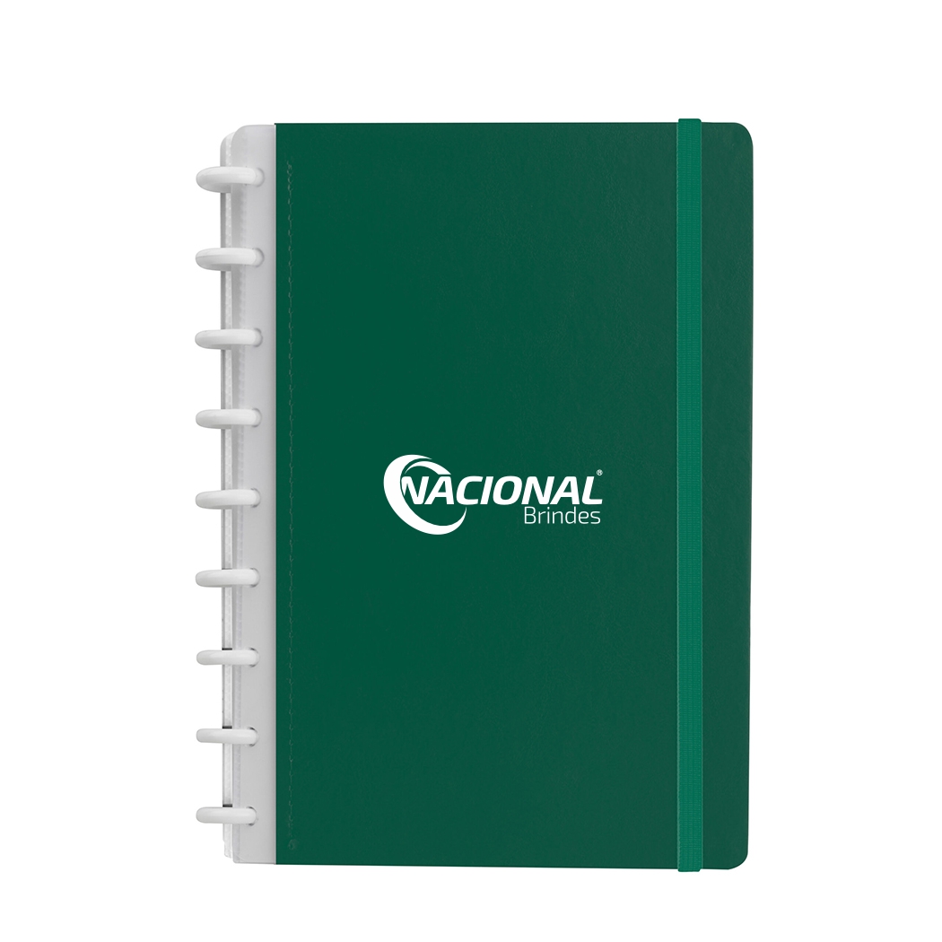 CAD0335- Verde logo Caderno Em Disco Com Capa Cartonada Caderno Em Disco Personalizado