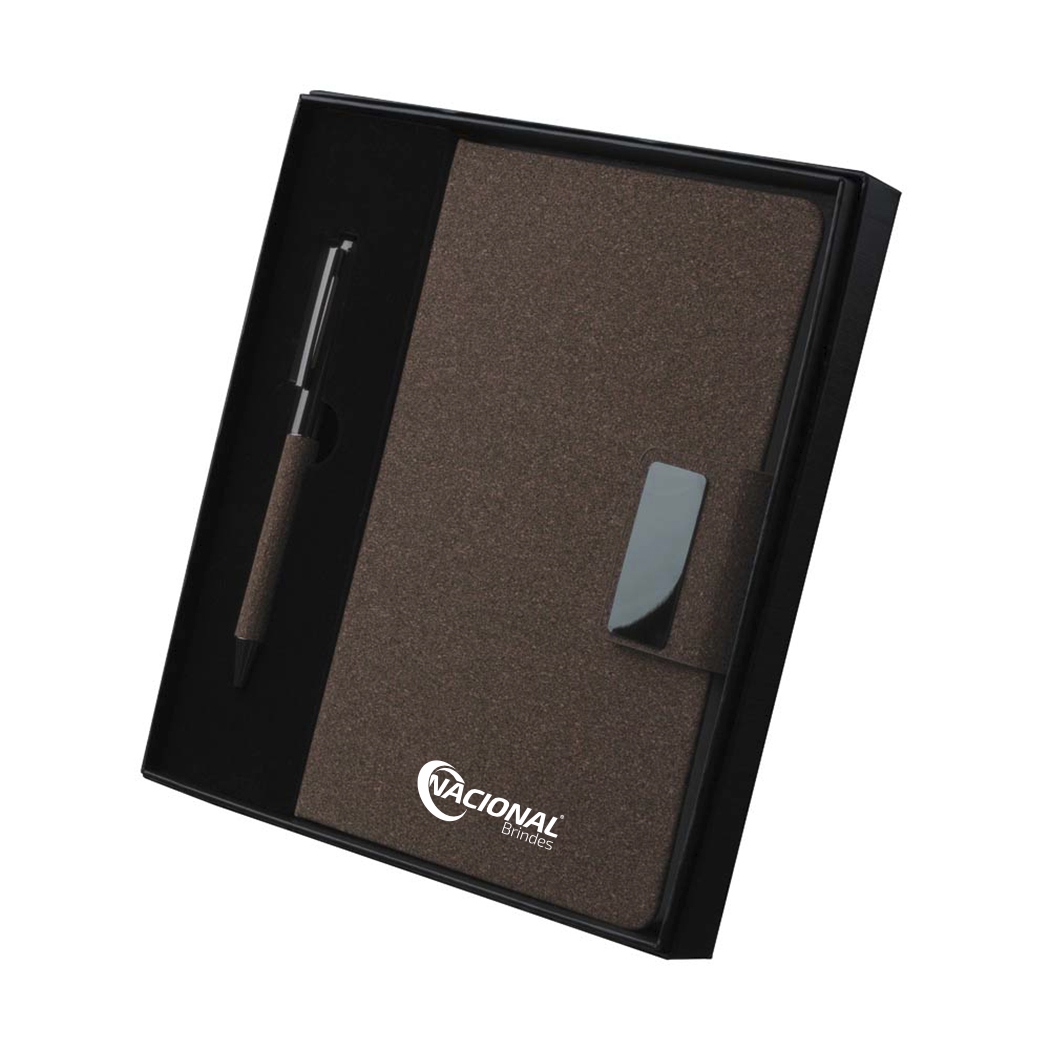 CAD0445 Caderno Caneta Café Kit Escritório Com Fibra De Café Ou Chá 001 logo Kit escritório personalizado