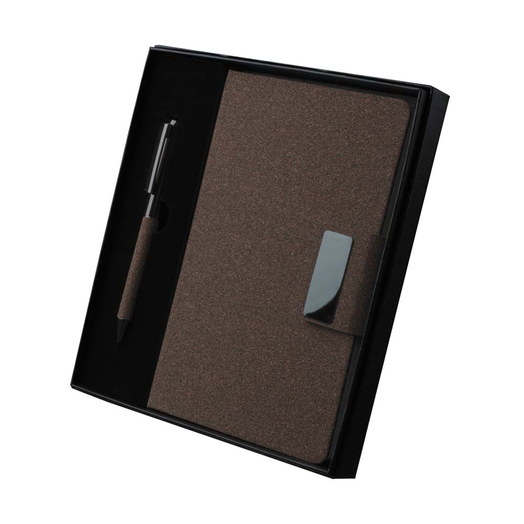 CAD0445 Caderno Caneta Café Kit Escritório Com Fibra De Café Ou Chá 001 Kit escritório personalizado