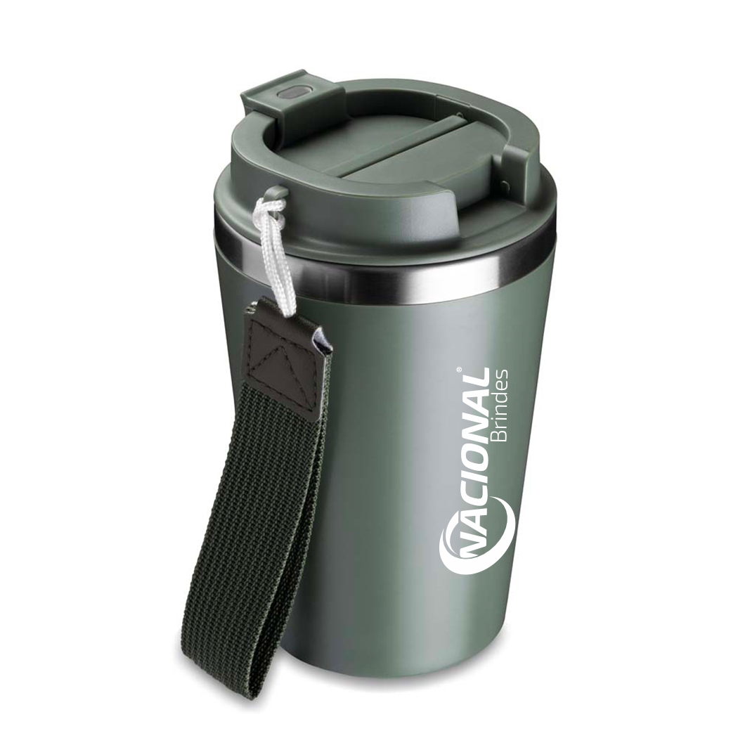 CO9550 Verde Copo Em Inox E Plástico Com Alça logo Copo personalizado