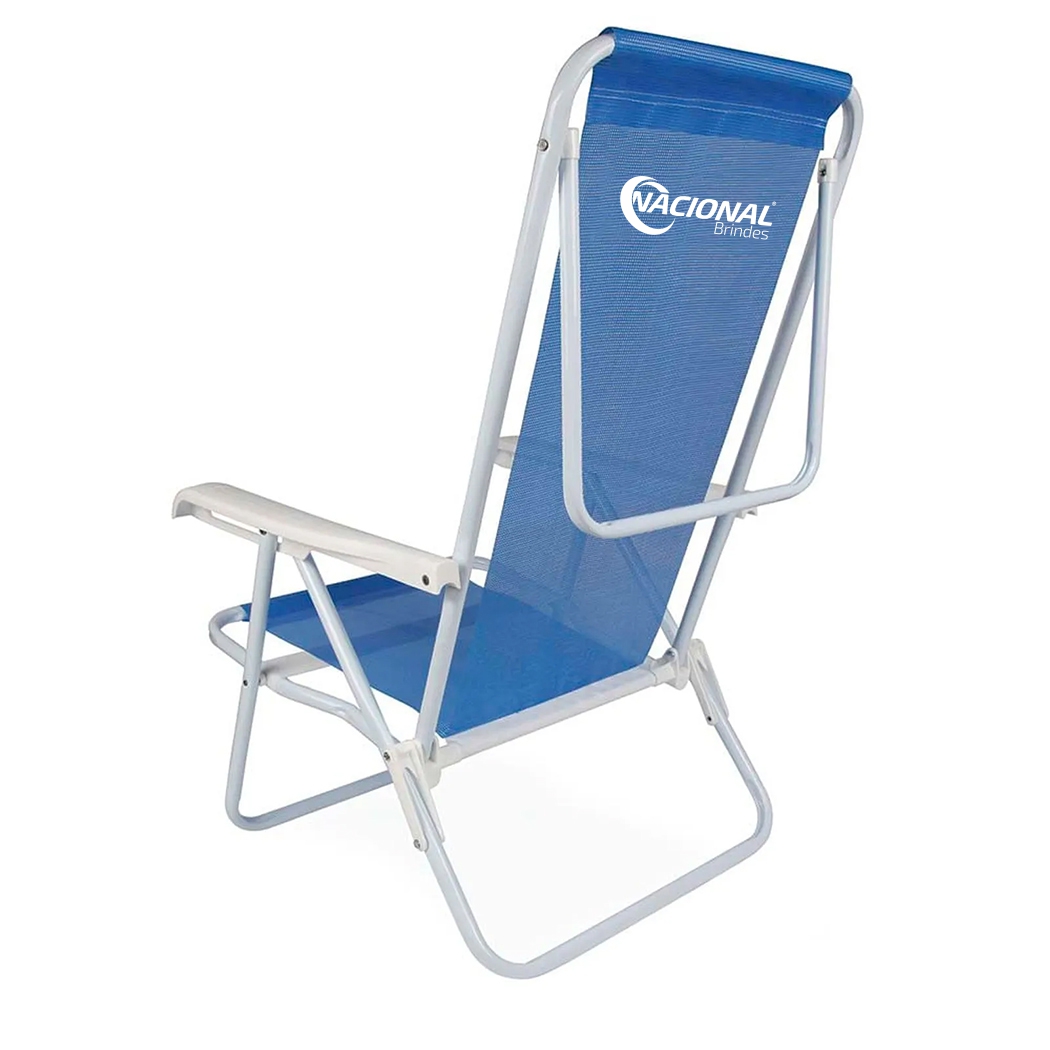 DI2255 Azul logooo Cadeira 08 Posições Em Aço E Aluminio Cadeira personalizada