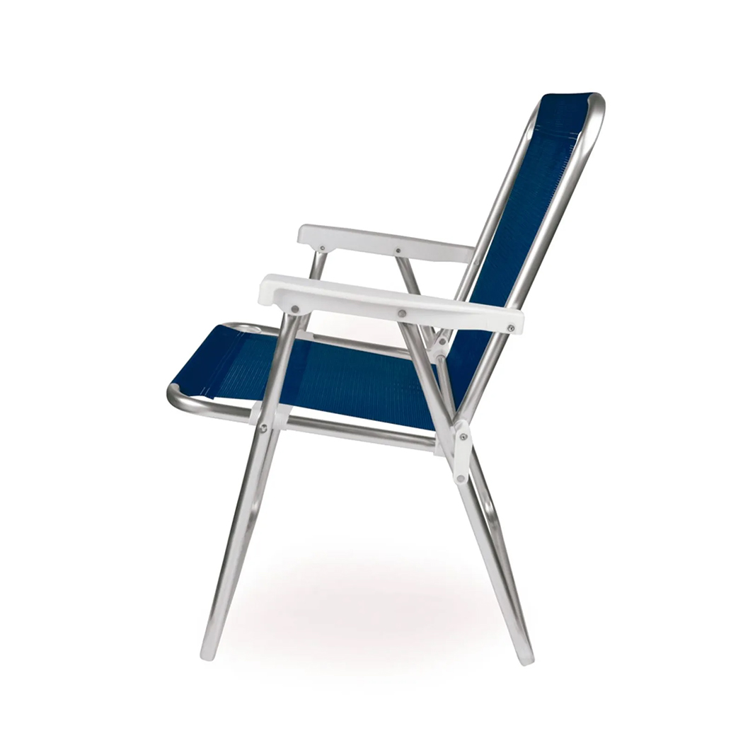 DI2274B Azul Marinho 04 Cadeira Alta De Alumínio Com Braço Plástico Cadeira personalizada